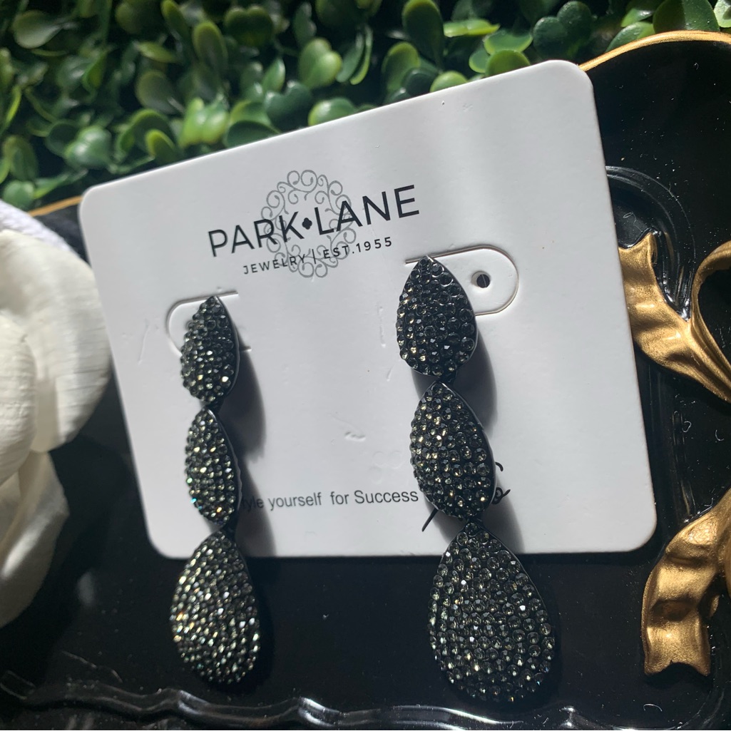 Park Lane “Eclipse” Textured Black Teardrop Earrings
